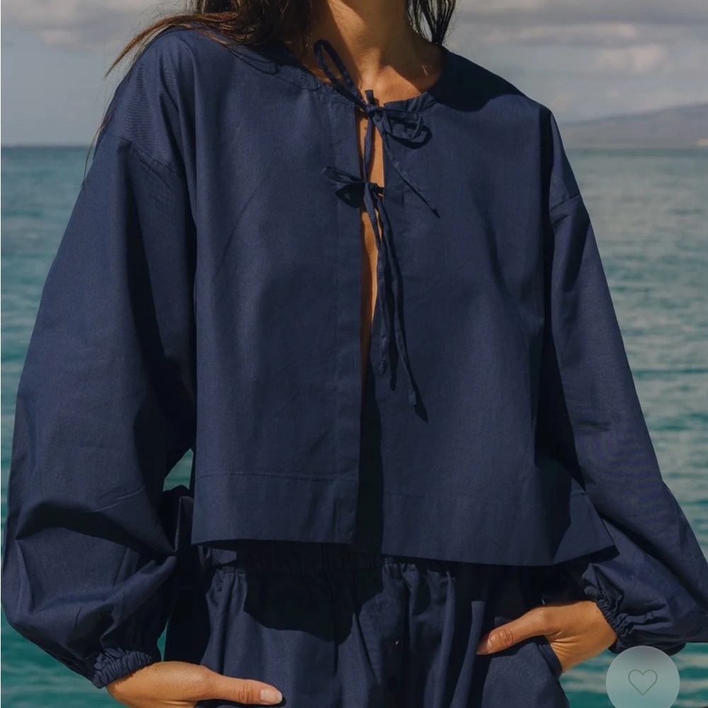 Daily Drills Poplin Tie Top - Navy
